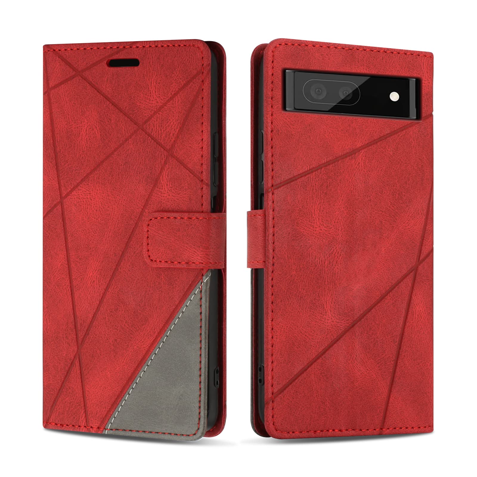 SONWO Case for Google Pixel 6A, Premium PU Leather Flip Wallet Case Magnetic Closure Cover Case Card Slots kickstand Phone Case for Google Pixel 6A, Red