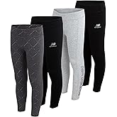 New Balance Active Girls Leggings - 4 Pack Girls Athletic Leggings Yoga Pants Running Workout Kids Dance Tights (7-16)