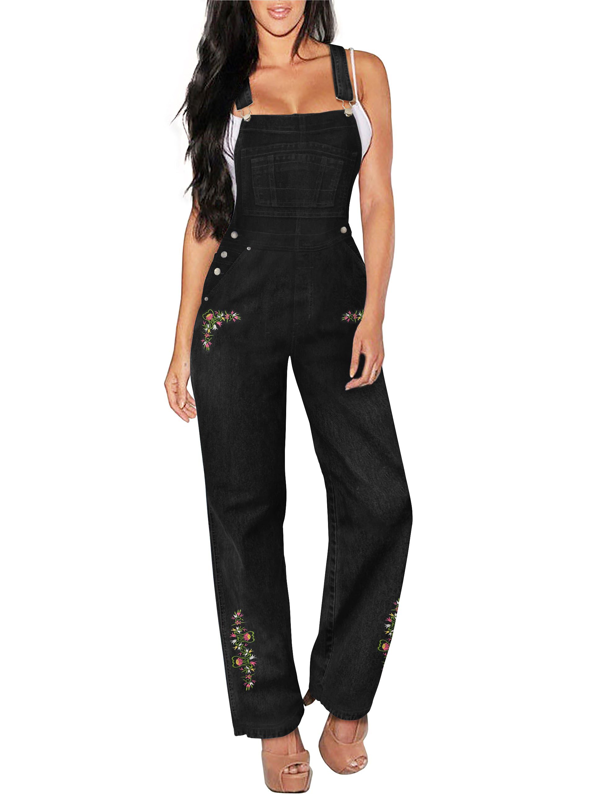 Photo 1 of & Company Womens Stretch Denim Overalls PVJ6126 BLACK L