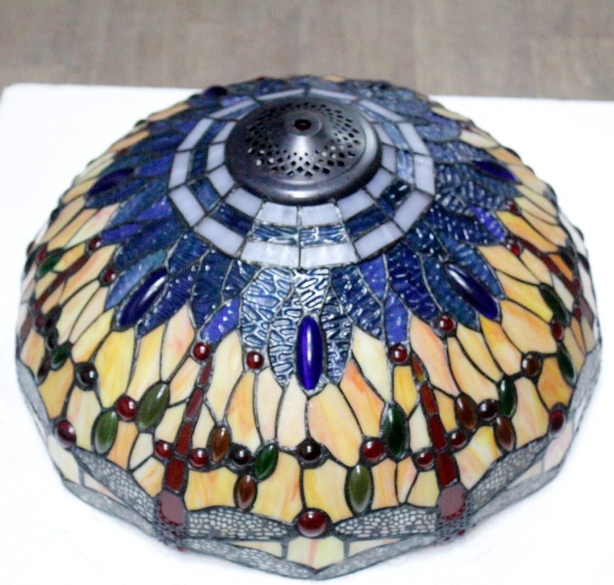 Tiffany Hanging Lamp 16 Inch(LED Bulb Included)Pendant Light Blue Orange Stained Glass Dragonfly Shade Chandelier Ceiling Fixture S168 WERFACTORY Decorate Dining Living Room Bedroom Cafe Hallway Loft - - 