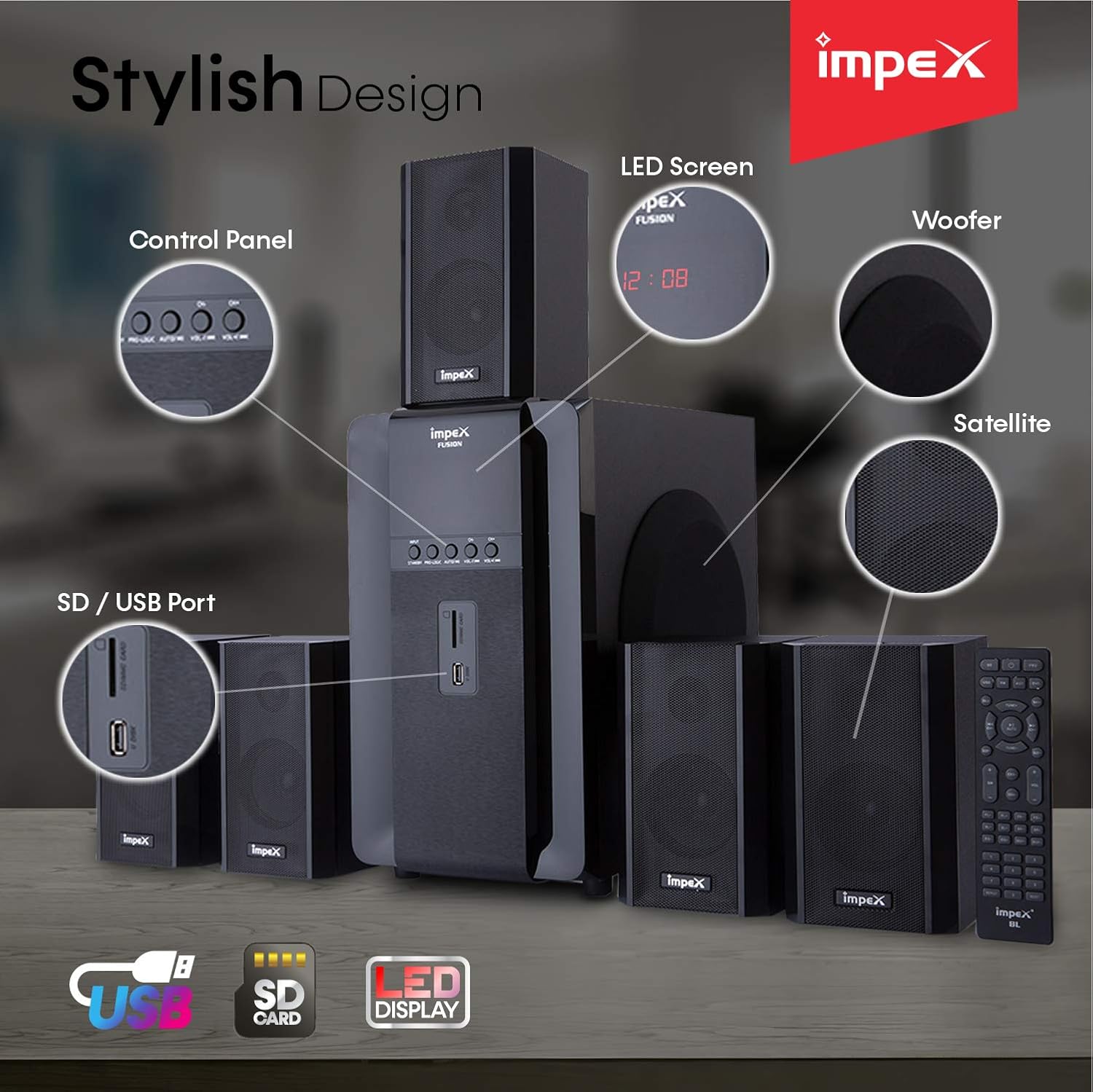 impex fusion 5.1 speaker system