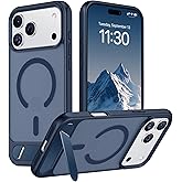 Temdan Designed for iPhone 17 Pro Case, [Built-in Invisible Kickstand][Compatible with MagSafe][Military Grade Shockproof] Slim Translucent Matte Phone Case 6.3 inch (Blue)