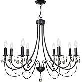 Lucidce Modern Crystal Chandeliers 8 Lights Black Chandelier Mid Century Ceiling Lighting Dining Room Light Fixtures Elegant 