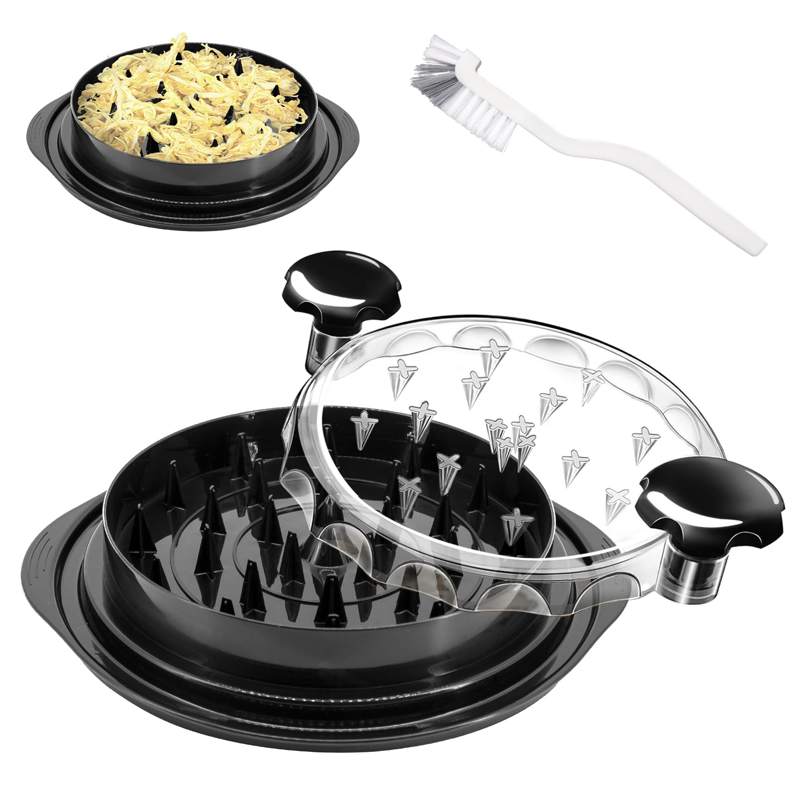 Chicken Shredder Tool Twist, Meat Shredder with Cleaning Brush, Visible Chicken Shredder Machine for Beef Chicken Pork Hard Cheese, Detachable Plate Meat Grinders