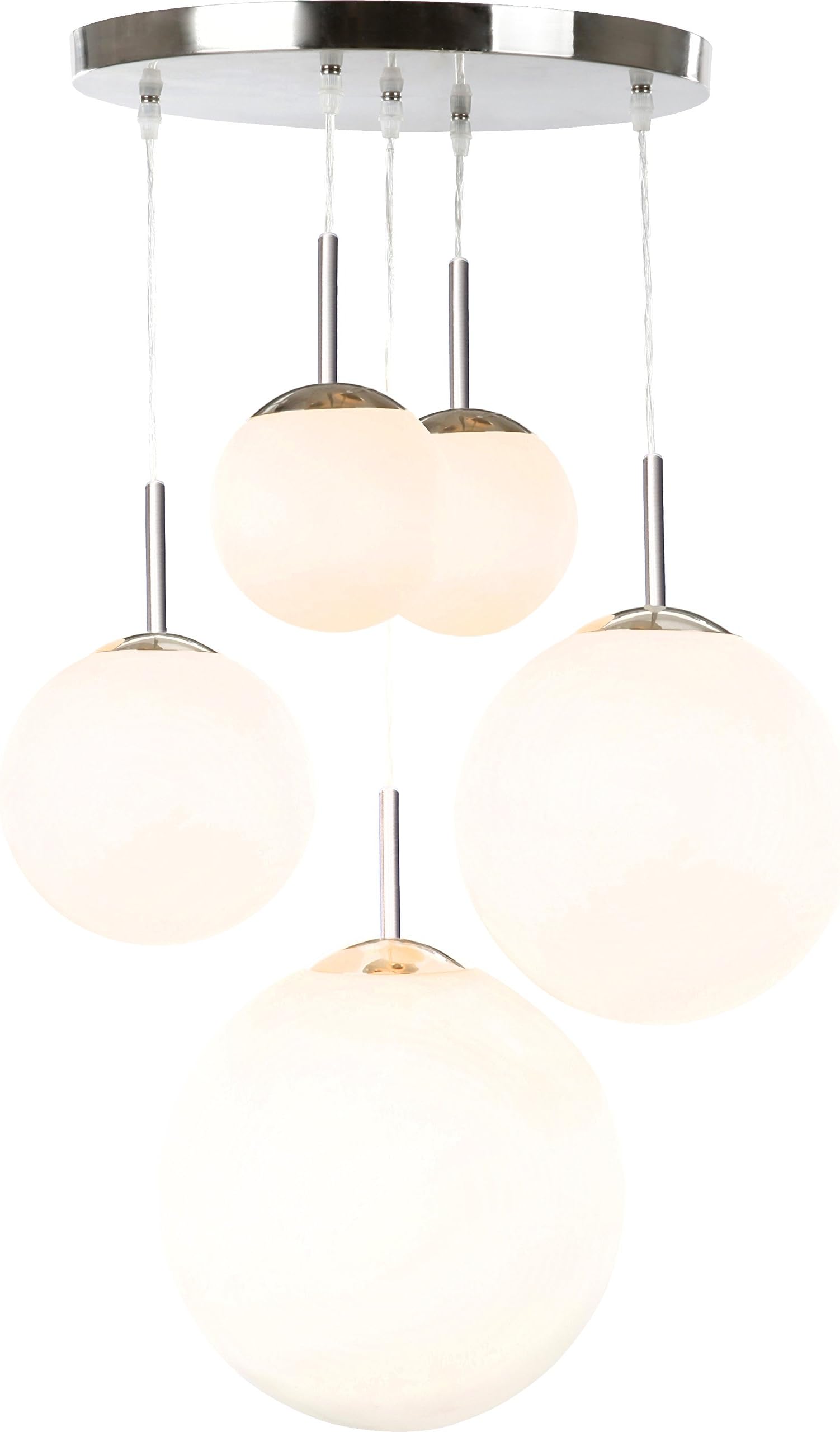GLOBO E27 Balla Pendant 5 Ball Lamp, Silver [Energy Class A++]