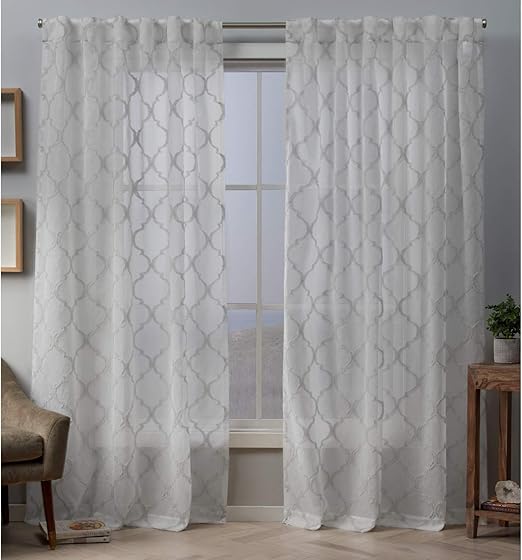 Amazon Com Exclusive Home Curtains Aberdeen Sheer Woven Trellis