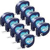 10 Pack Compatible with Dymo Letratag Refills 91201 91331 S0721660 Label Maker Tape White Plastic 12mm x 4m 1/2" x 13', Work with Dymo Letra Tag LT-100H LT-100T Plus 200B QX50 XR XM 2000