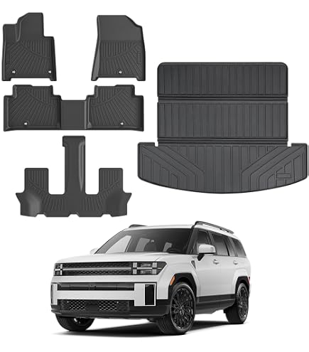 TuxMat Custom Car Mats For Hyundai Santa Fe Hybrid 2024-2026 6-Seater - Full Set For All 3 Rows, All-Weather - View #12