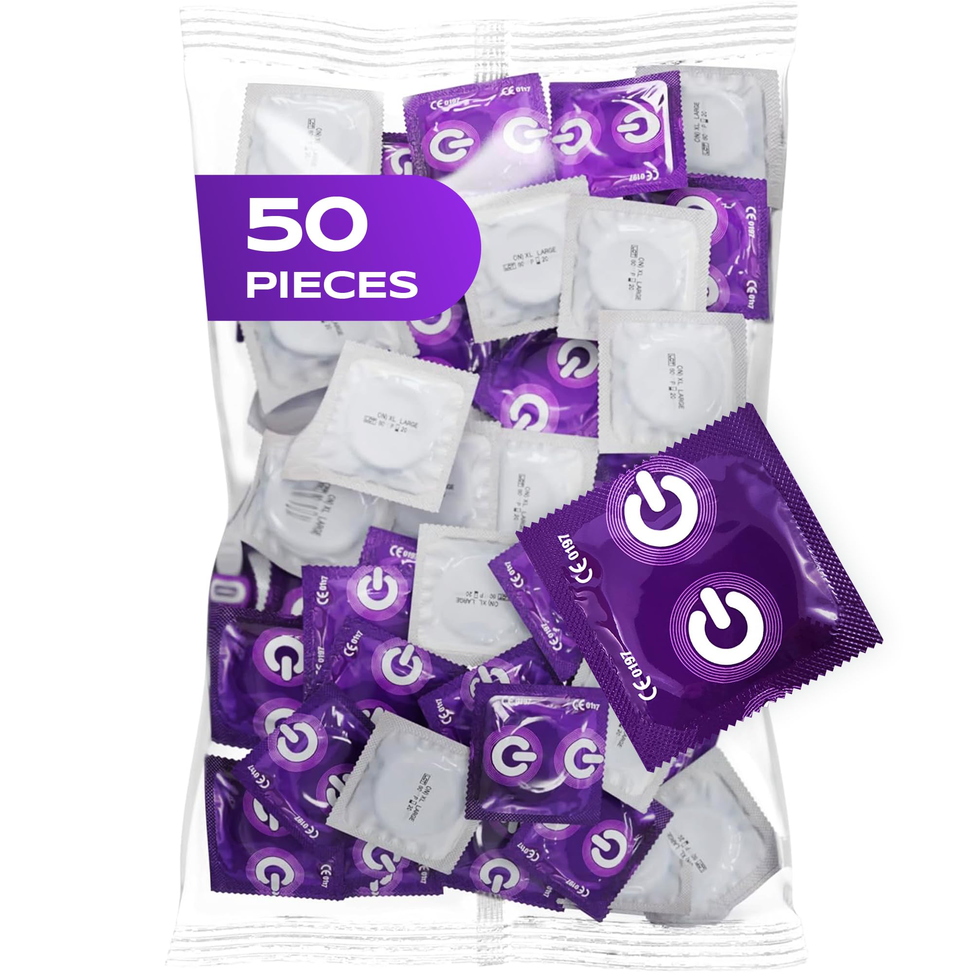ON XX-Large Condoms I 57 mm Width I Pack of 100 I Premium Extra Large Condoms with Silicone Lubricant I Thin 0.07 mm Wall Thickness I Vegan Condoms for Men