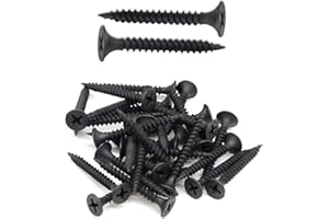 200PCS #6 x 1-1/4 Inch Black Drywall Screws, Flat Head Phillips Wood Screws, Sheetrock Screws with Fine Thread Phosphate, Self Tapping Screws for Metal, Drywall, Wooden, Outdoor and Indoor by IMSCREWS