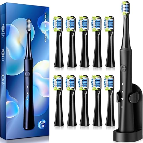 TEETHEORY Upgraded Version-Sonic Electric Toothbrush for Adults with 10 Brush Heads, Power Electric Toothbrush with 40000 VPM 3 Modes