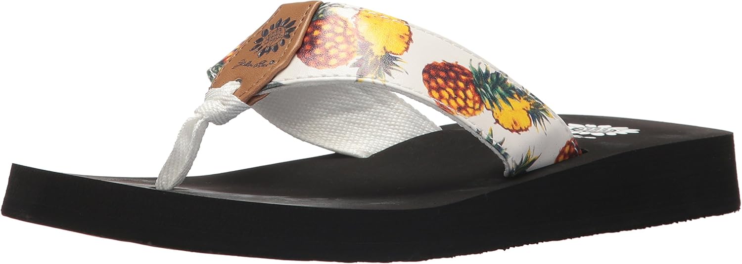 yellow box pineapple flip flops