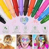 URAQT Face Paint Marker 12 Colors Body Crayons Kit Non-Toxic Kids view 2