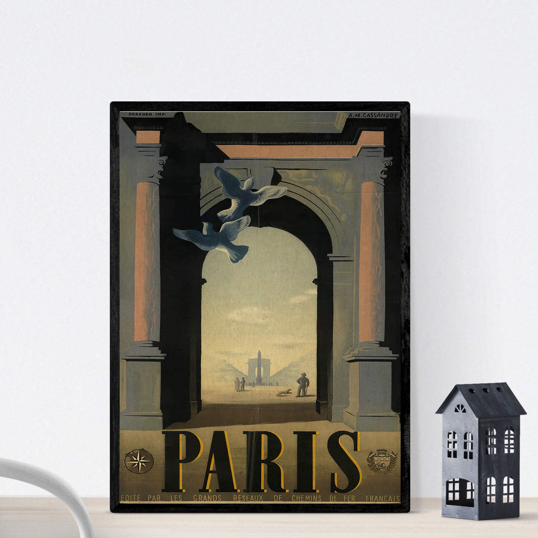 Nacnic Vintage Poster Vintage poster of France and Italy. Travels to Paris. A3 size