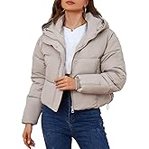 Yimoon Womens Winter Cropped Puffer Jacket Hooded Zip Up Short Warm Quilted Puffer Coat Outerwear