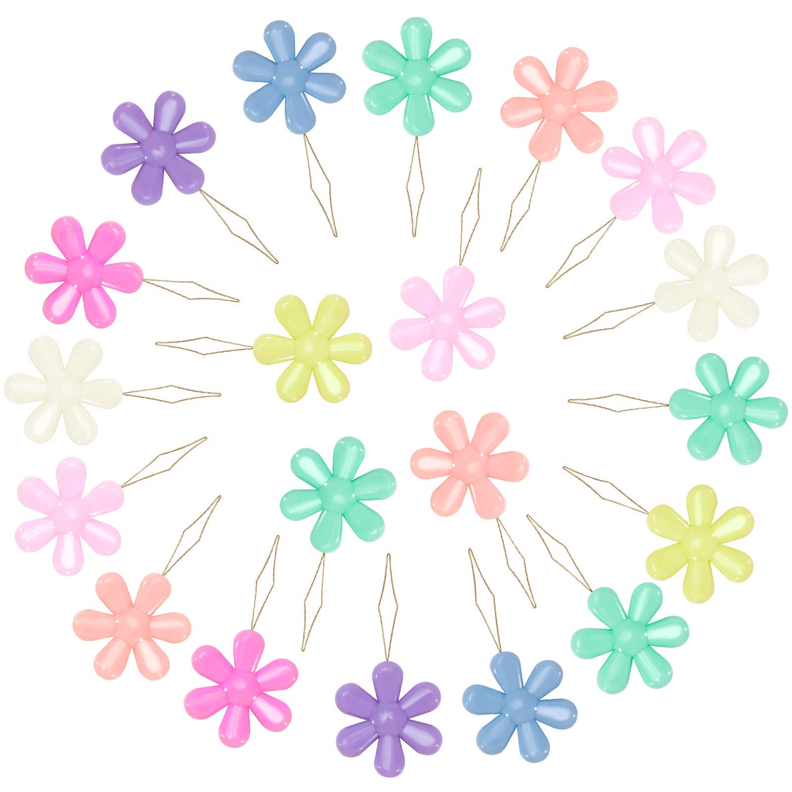 Needle Threader Flower Shape, 20 Pcs Flower Threader, Flower Threader, Colorful Needle Threader Kit for Sewing Embroidery Cross Stitch Crafts Assorted Colors Designed,for Mending Clothe