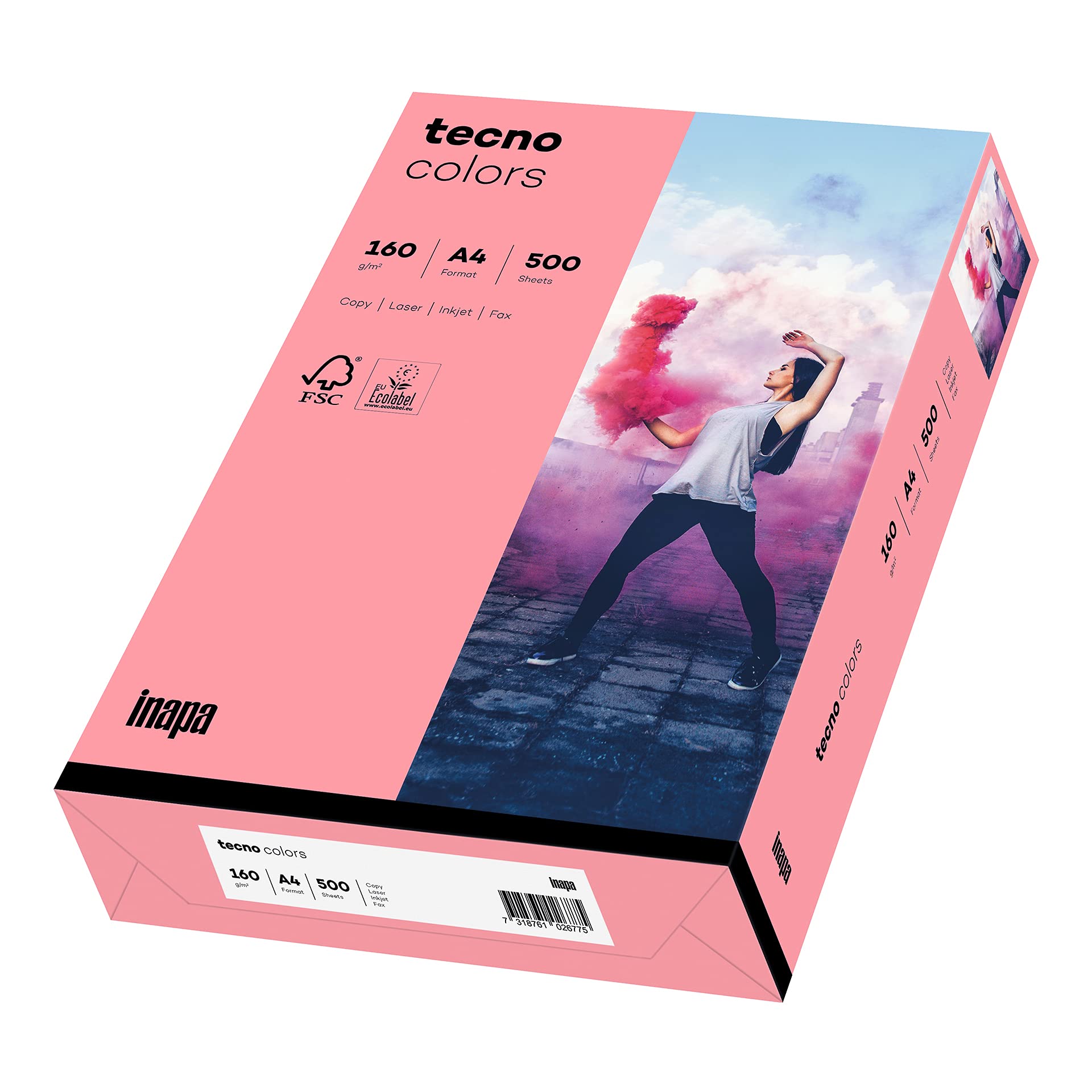 inapa Coloured Printer Paper Tecno Colours 160 g/m² A4 250 Sheets Pink