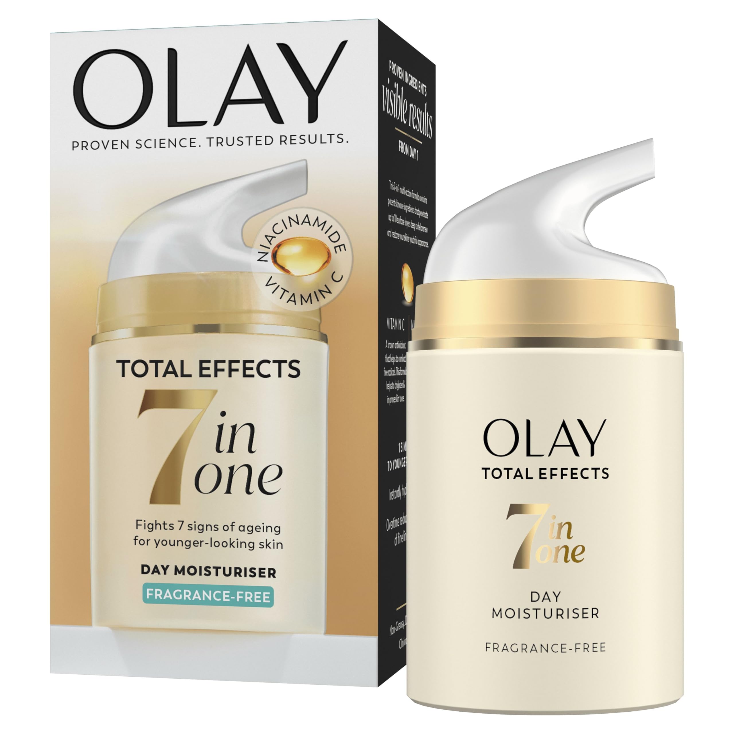 Olay Total Effects 7-in-1 Fragrance Free Moisturiser With Niacinamide, 50ml