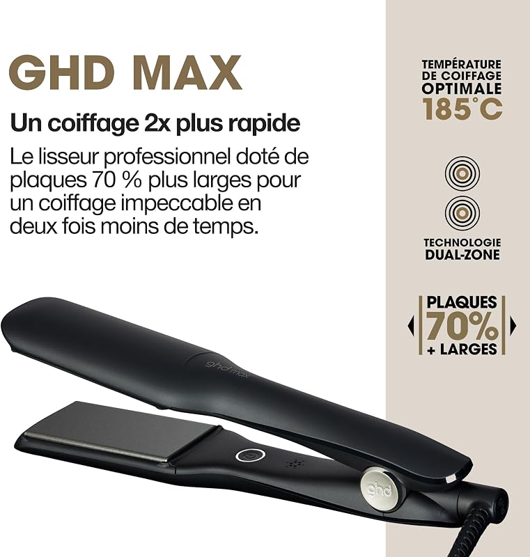 - Lisseur cheveux ghd Max - Fer à lisser professionnel (Noir)
