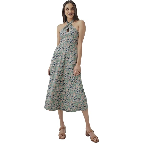 Rhea Women's Flower Pattern Embroidered Long Dress (US, Alpha, One Size,  Regular, Regular, Blue) at Amazon Women's Clothing store