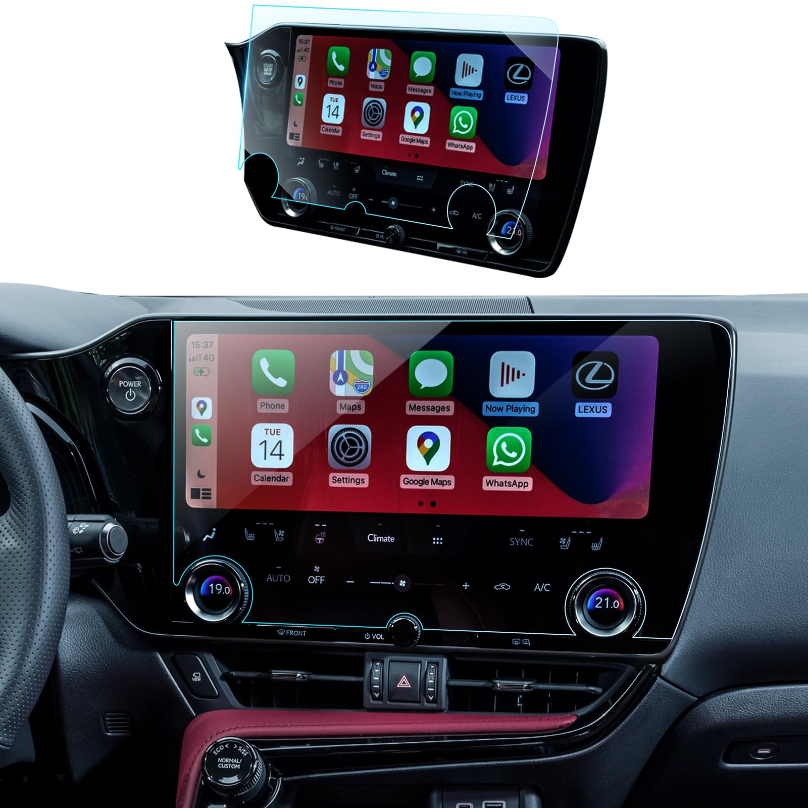 Photo 1 of LANTU NX 350 Screen Protector for 2024 2025 2023 2022 Lexus NX250/NX350/NX350h/NX450h+ Accessories 14" 9H Tempered Glass GPS Navigation Touchscreen Protector HD Clear
