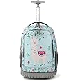 Tilami Rolling Backpack with Trolley Wheeled Design, Cute Cartoon Printed for Boys and Girls, Travel, School, Student Trip (19 Inch, Alpaca)