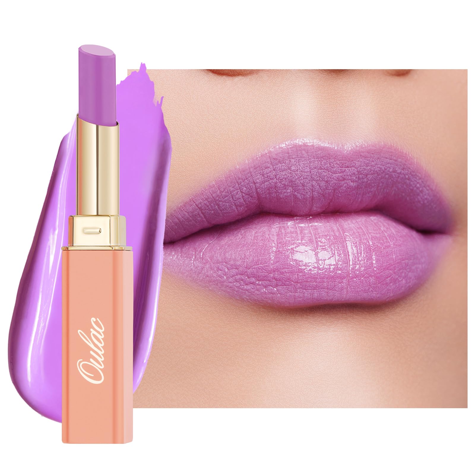 Oulac Moisture Shine Lipstick - Light Lavender Lip Stick Tinted Lip Balm & Hydrating Lipstick for Dry Lips, Medium Coverage Lip Colour | Juicy Look, Glossy Finish, Vegan, Cruelty-Free, It's ok! (10) — image 1