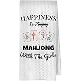 ERYBHKRTYH Chinoiserie Mahjong Kitchen Towels - Mah Jong Gifts Decorative Waffle Dish Towels, Mahjong Gifts Hand Tea Towel, 16 x 24 Inches