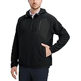 M MAELREG Hoodies for Men Quarter Zip Hooded Pullover Heavyweight Warm Microfleece Golf Polar Fleece Sweatshirt for Men