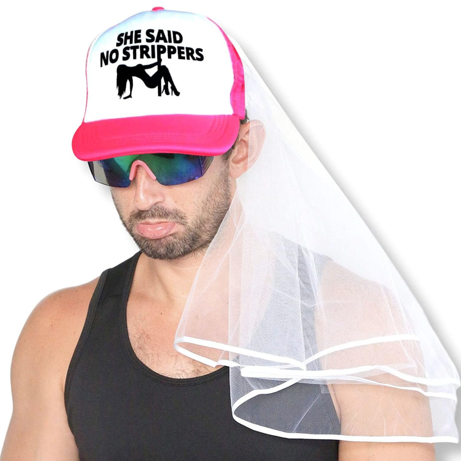 Sterling James Co. Stag Party Hat and Veil - Bachelor Party Ideas, Supplies, Gifts, Jokes and Favors