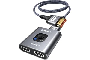 HDMI Switch 4k@60hz Splitter, GANA Aluminum Bidirectional HDMI Switcher 2 in 1 Out, Manual HDMI Hub Supports HD Compatible wi