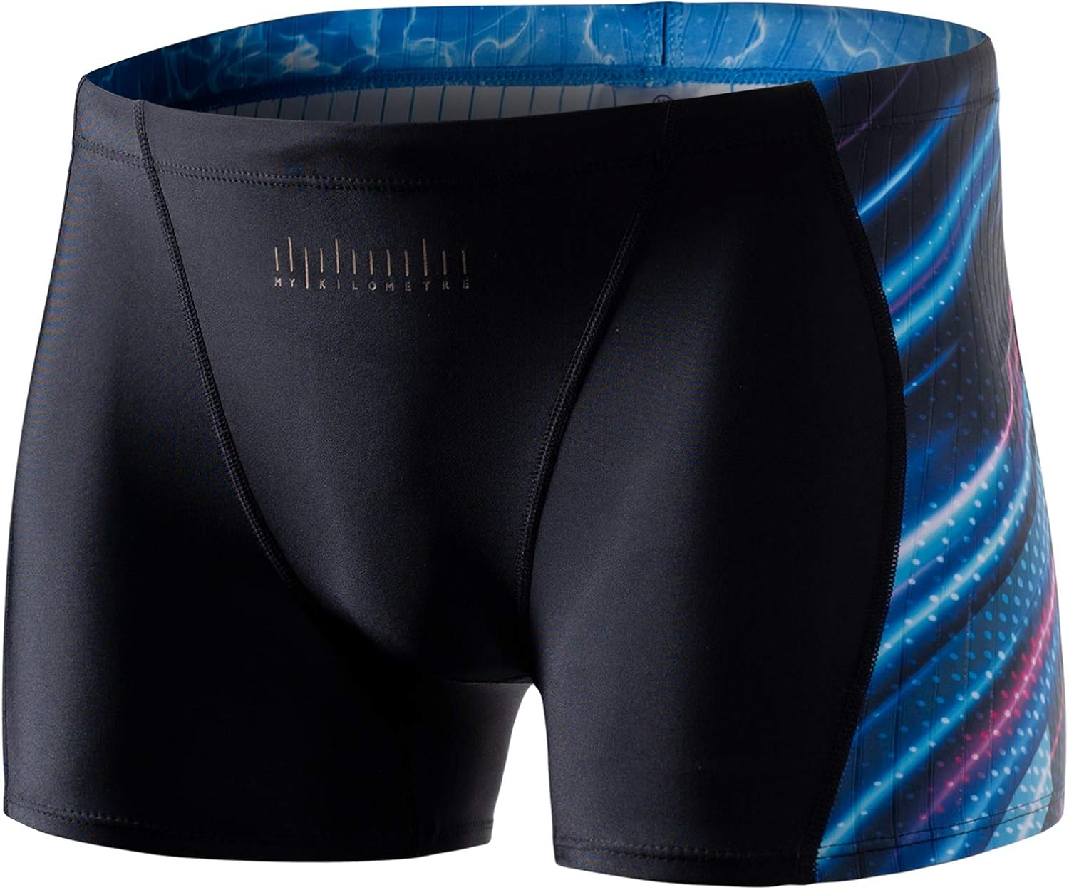 MY KILOMETRE Men's Square Leg Athletic Swim Jammers Durable Training Splice Swimsuit