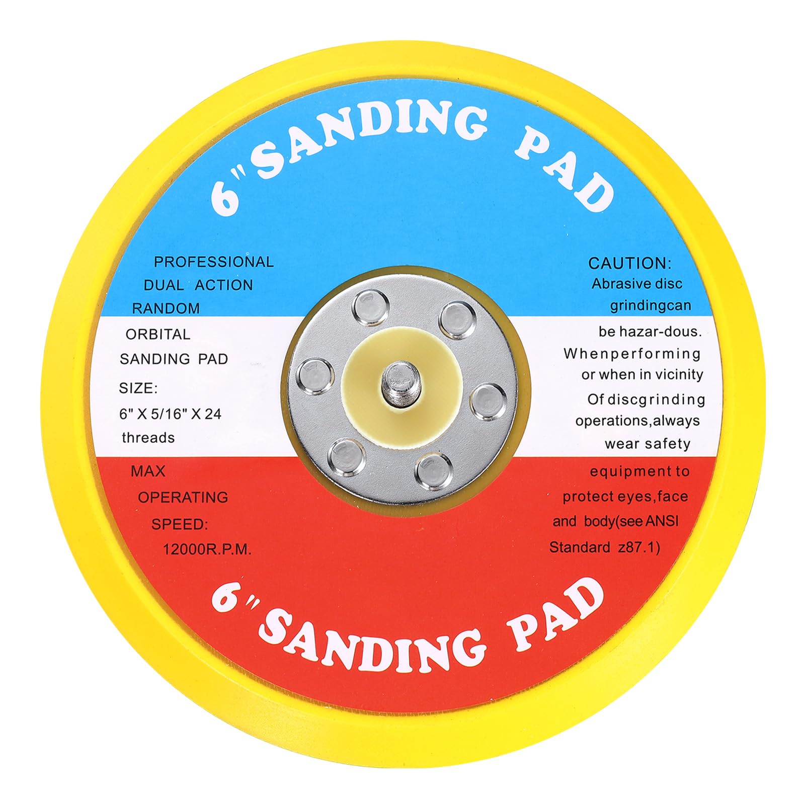 Sourcingmap 6 Inch Hook and Loop Backing Sanding Pads with 5/16"-24 Thread for Diamond Sanding Finishing Polishing Buffing Pads, Orange