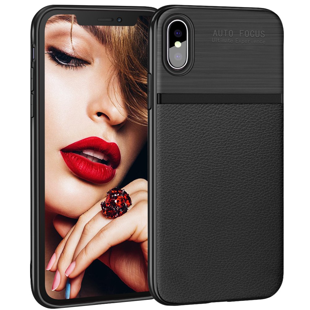 iPhone X Case, iPhone 10 Case, JASBON Soft TPU Brushed Carbon Fiber Phone Case Ultra Thin Breathable Cover Shockproof Protective Case for Apple iPhone X-Black