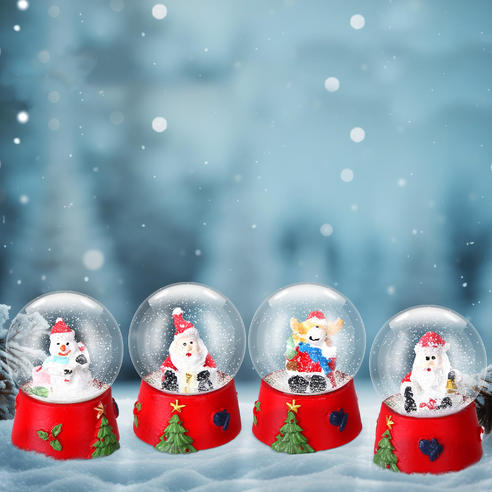 Photo 1 of **MINOR DAMAGE**
Yerliker 4 Pcs 1.8 Inch Christmas Snow Globe Santa Claus Snow Globe Mini Xmas Water Lightweight Winter Craft for Kids Adults Gift Home Decoration(Christmas Tree,Red)