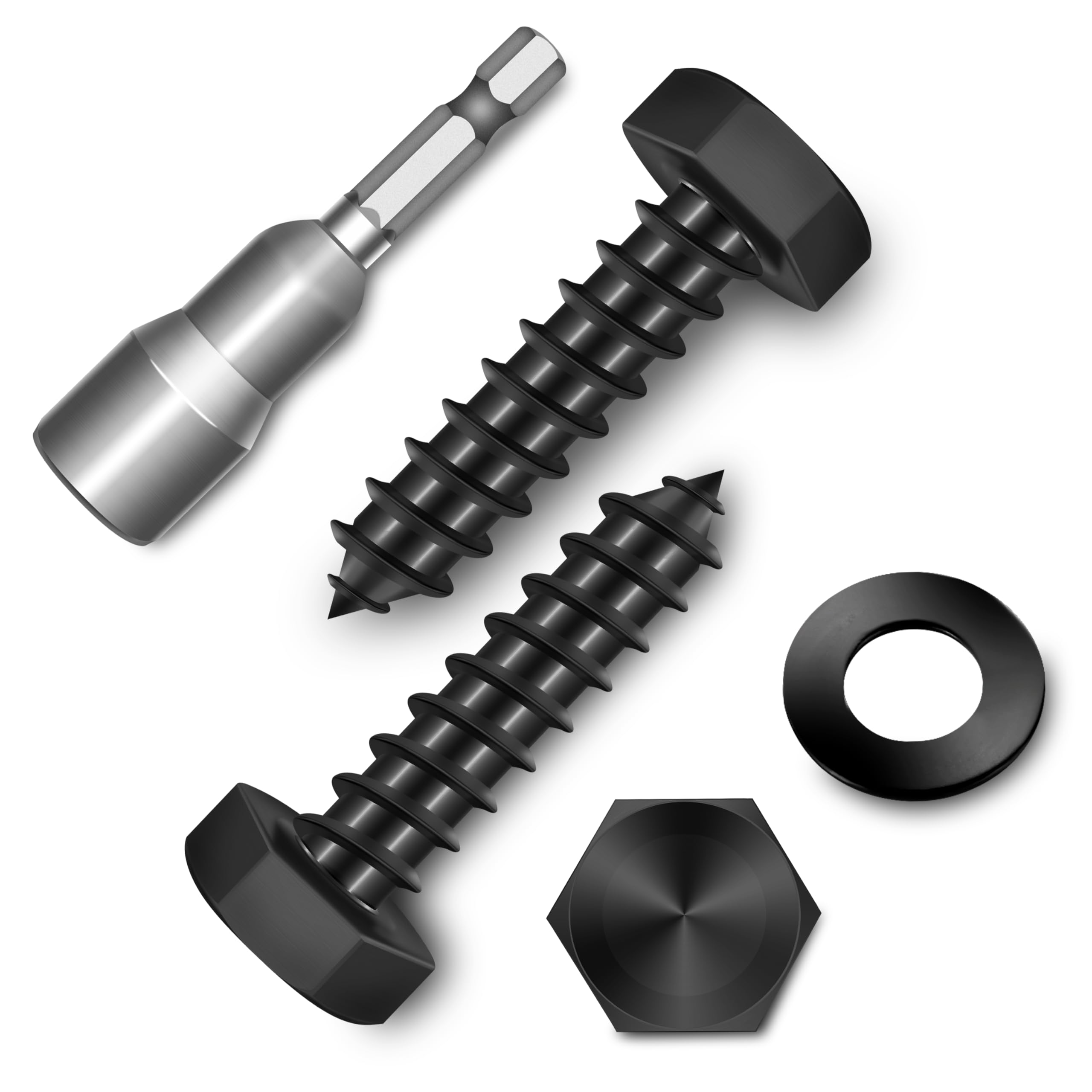 Photo 1 of (20-Set) 5/16 x 1-1/4" Lag Bolts, Stainless Steel Heavy Duty Hex Head Lag Screws for Wood, Commercial/Industrial Grade 5/16 Bolts, Mounting Screws Bolts Kit, Black Oxided by Marysino