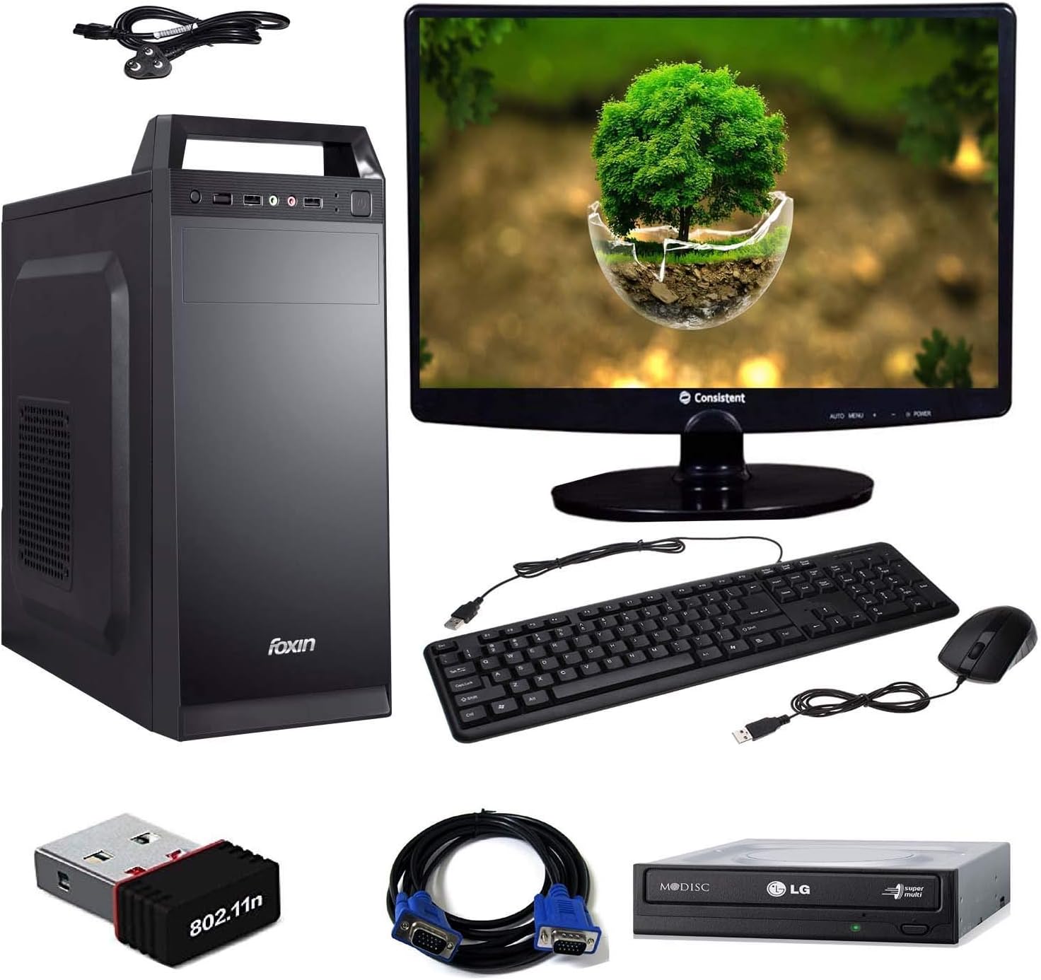 Rolltop® Assembled Desktop Computer,Intel Core 2 Duo 2.9 GHZ Processor,G 31 Motherboard, 15.6 Inch LED Monitor 4GB RAM…