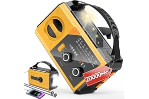 BAYTWA 20000mAh Emergency Radio, 74000mWh NOAA Weather Radio, Wireless Hand Crank Solar AM/FM Radio with Fast Charge Rechargeable Solar Battery, Flashlight, SOS Alert, Outdoor Survival Gear Kit