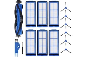 LESINAVAC Replacement Part for Eufy RoboVac 11S Max, RoboVac 15C Max, RoboVac 30C Max RoboVac G30 Edge G10 Hybrid Robot Vacuum Cleaner Accessories Kit, Including 1 Main brush, 6 Side brushes, 6 Filters