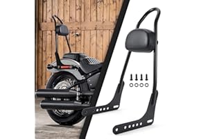 Bravema Detachable Motorcycle Sissy Bar Passenger Backrest，Rear Seat Chair Back Rest Pad Fit for Harley Softail Street Bob FX