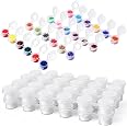 Caffox 240-Piece Empty Paint Pot, 40 Strips Acrylic Mini Paint Container Strip Storage with Lid for Classrooms, School Art &