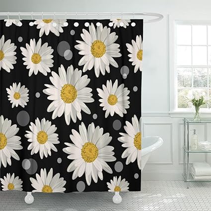 Amazon Com Tompop Shower Curtain Yellow Daisy White Daisies And