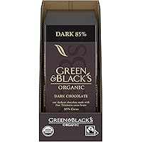 Green & Black's Organic Dark Chocolate Bar, 85% Cacao, 10 - 3.17 oz Bars
