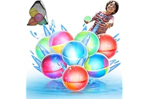TWCARE 【8 Pack】Magnetic Reusable Water Balloons, Fast Self-Sealing for Kids Adults Latex-Free Silicone Quick Easy Auto Fill Bomb Ball, Refillable Pool Beach Outdoor Activities Games Toy Summer Fun Splash