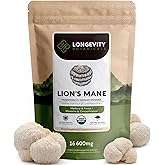 Organic Lions Mane Powder Mushroom Supplement 100g | Pure Fruiting Body 8:1 High Strength Extract | 20% Beta-D Glucans | 13,280mg Raw Equivalent Per Serving | Focus, Memory, Gut, Nerve & Brain Support