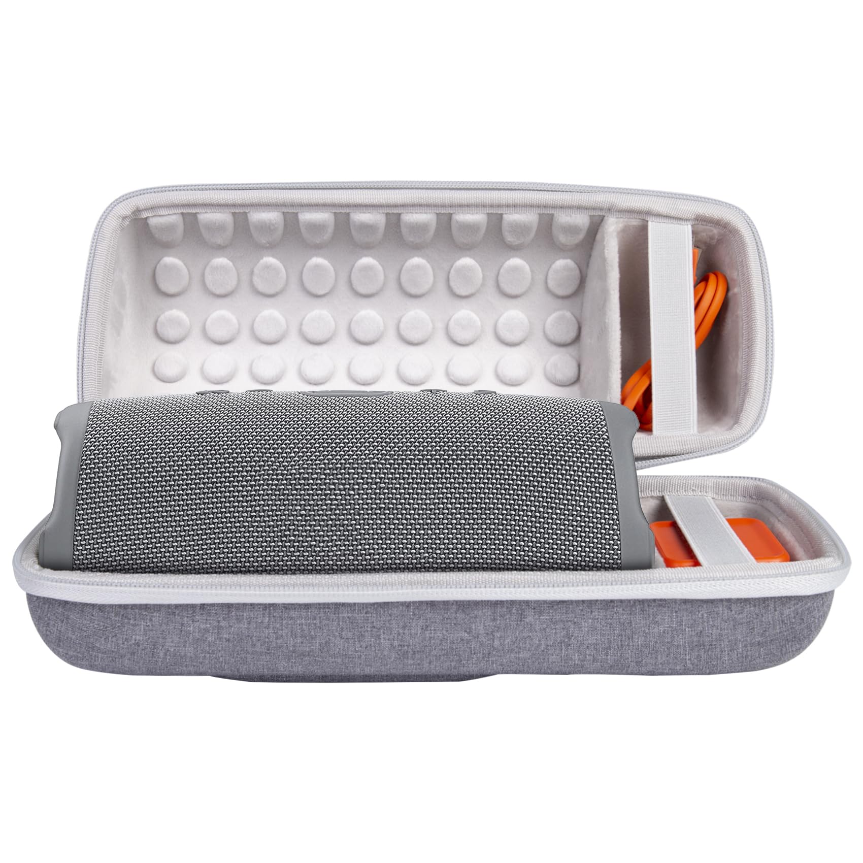 Khanka Hard Case with Shoulder Strap for JBL Charge 5/ Charge 4 Portable Bluetooth Waterproof Speaker. (White Gray)