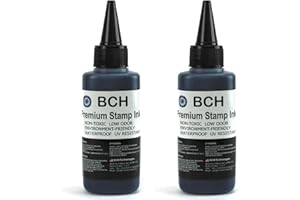 Bulk 2X Black Stamp Ink Refill by BCH - Premium Grade Archival Ink - 2.5 oz (75 ml) Ink Per Bottle