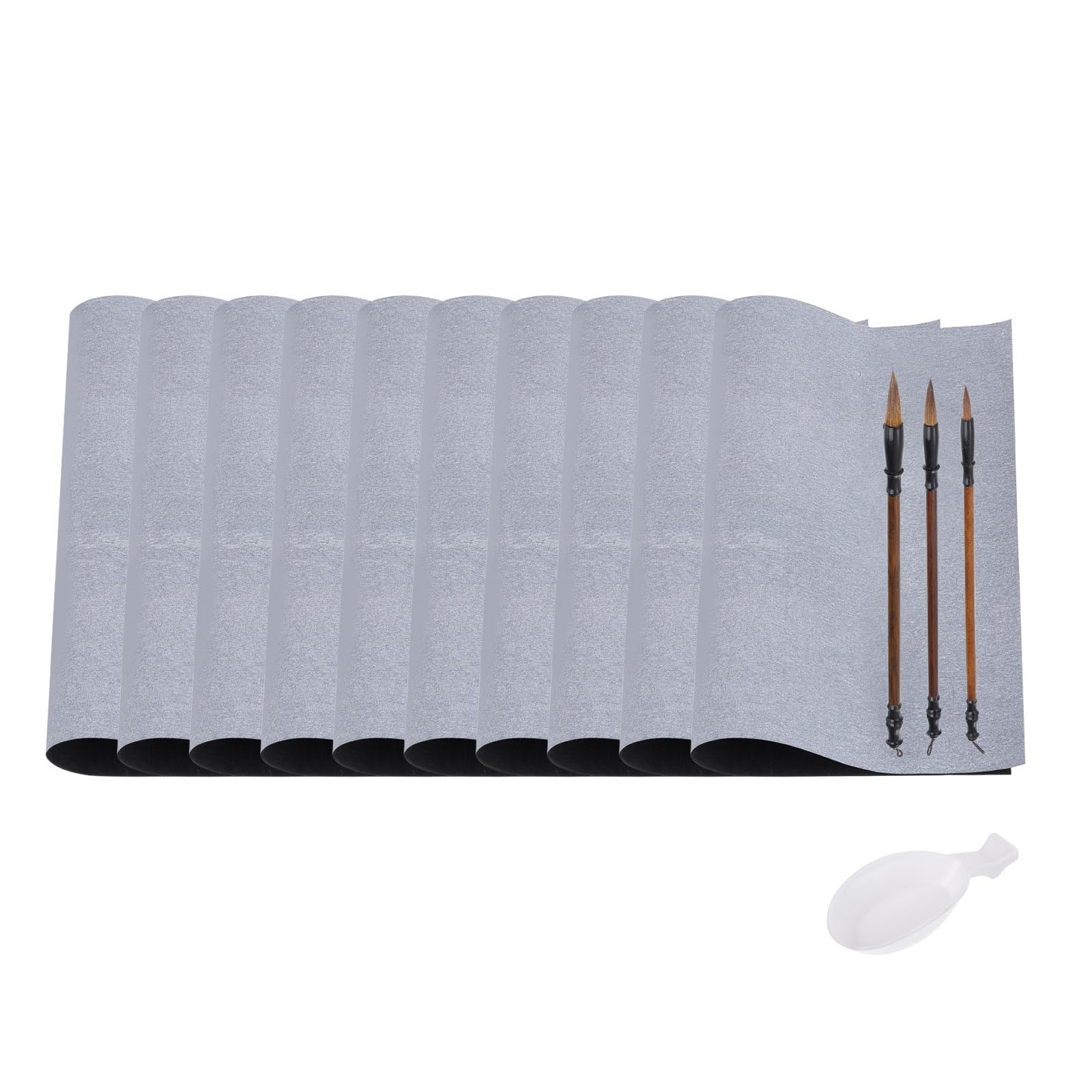 PATIKIL 14pcs Chinese Calligraphy Set, 17x13Inch Reusable Water Writing Cloth Magic Paper Blank Calligraphy Brush No Ink for Beginners Practicing