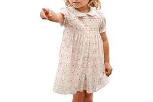 TWOFLOWER Baby Girls Long Sleeve Smocking Clothing Toddler Fall Floral Smocked Dress Vintage Dresses for Christmas Birthday Holiday