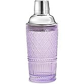 Godinger Cocktail Shaker, Martini Shaker, Glass Cocktail Shaker, Vintage Decor - 17oz, Claro Collection, Lavender